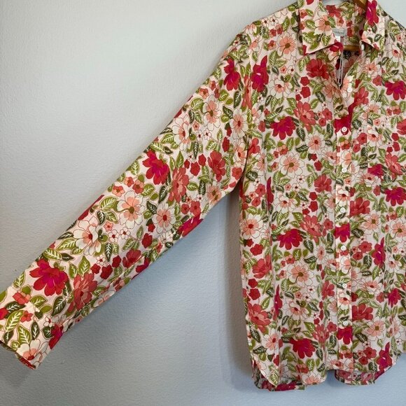 Outerknown Women's Button Up Long Sleeve Shirt‎ Floral Multicolor Organic Cotton - Picture 3 of 14